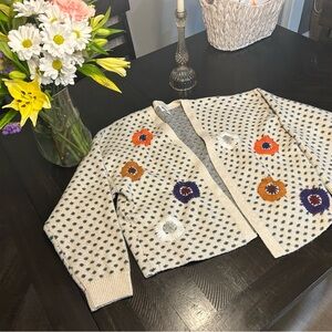 Floral Embroidered Polka Dot Cardigan – Cream
